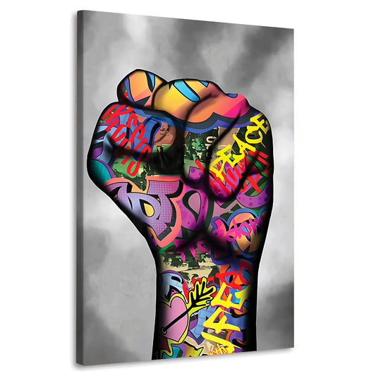 Wandbild Kunstwerk Hand Faust Pop Art