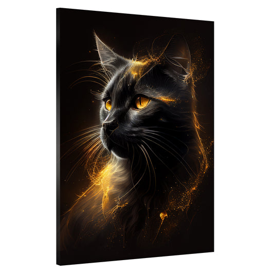 Wandbild Kunstwerk Katze Gold Edition