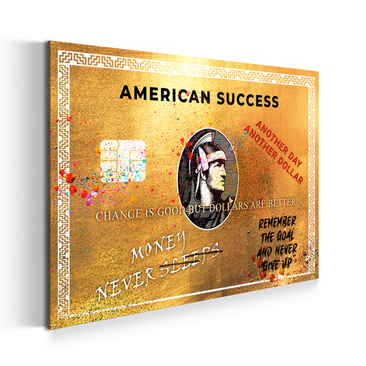 Wandbild Kunstwerk American Success Gold Style