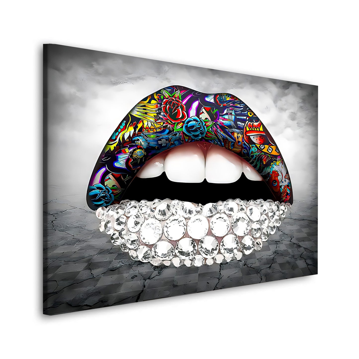 Wandbild Kunstwerk Lippen Diamond Lips Pop Art