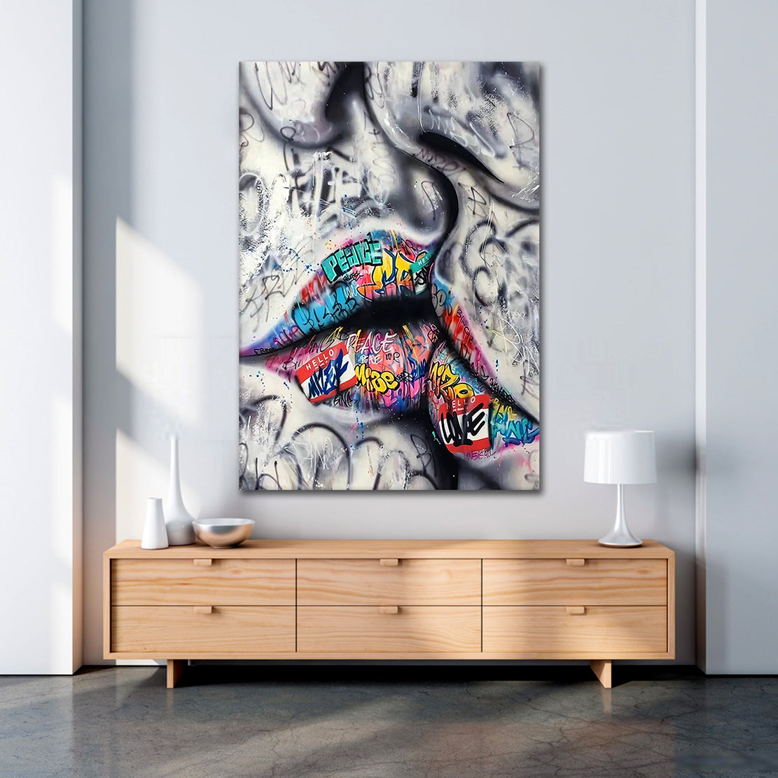 Wandbild Kunstwerk Lippen Pop Art