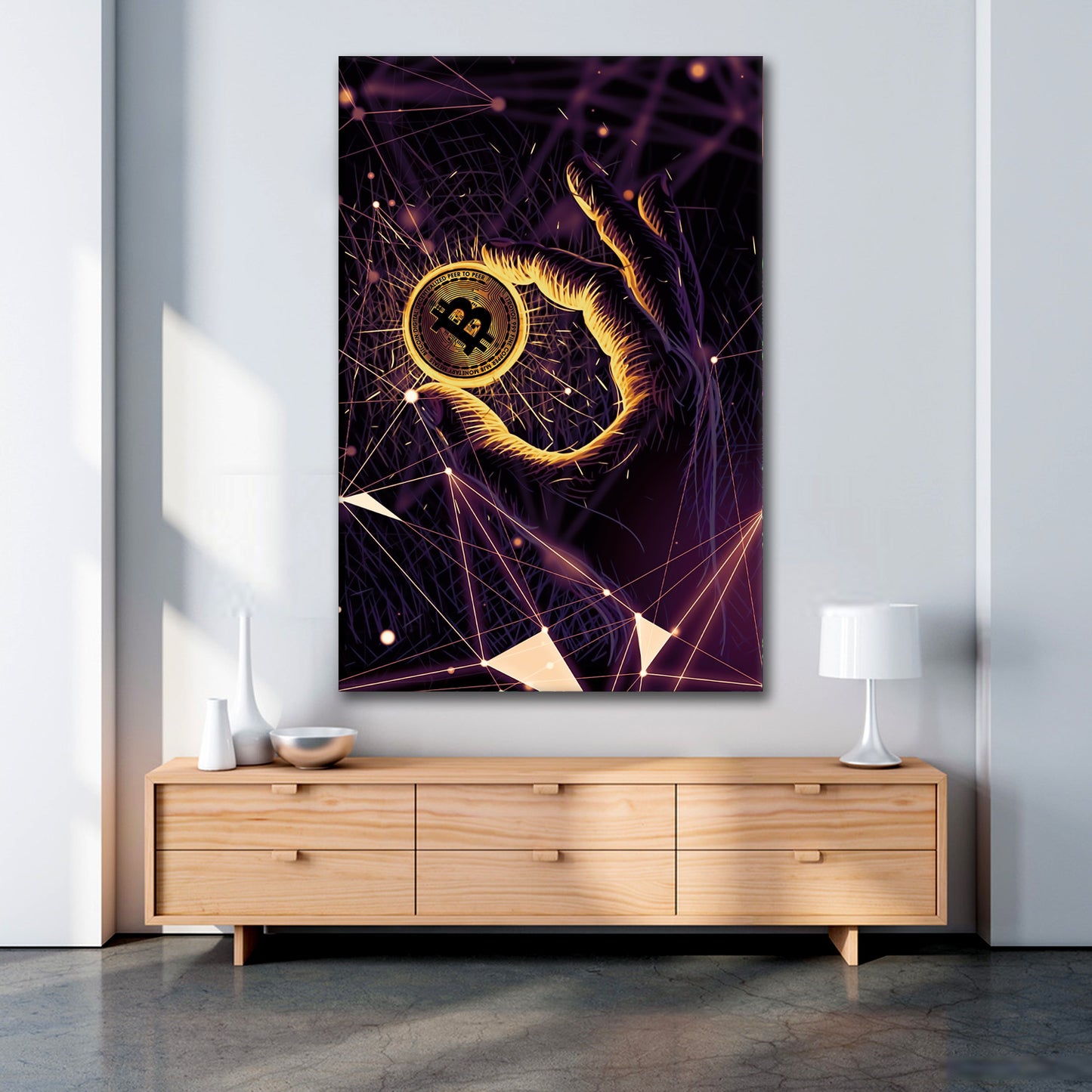 Wandbild Kunstwerk Magic Bitcoin Colour, Kryptowährung Büro