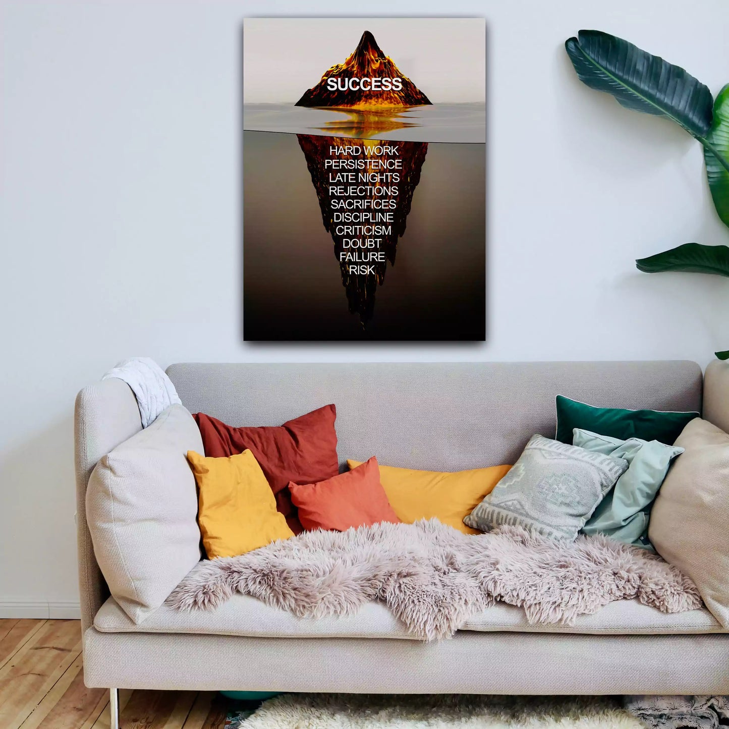 Wandbild Kunstwerk Eisberg Success Motivation & Erfolg Brown Style