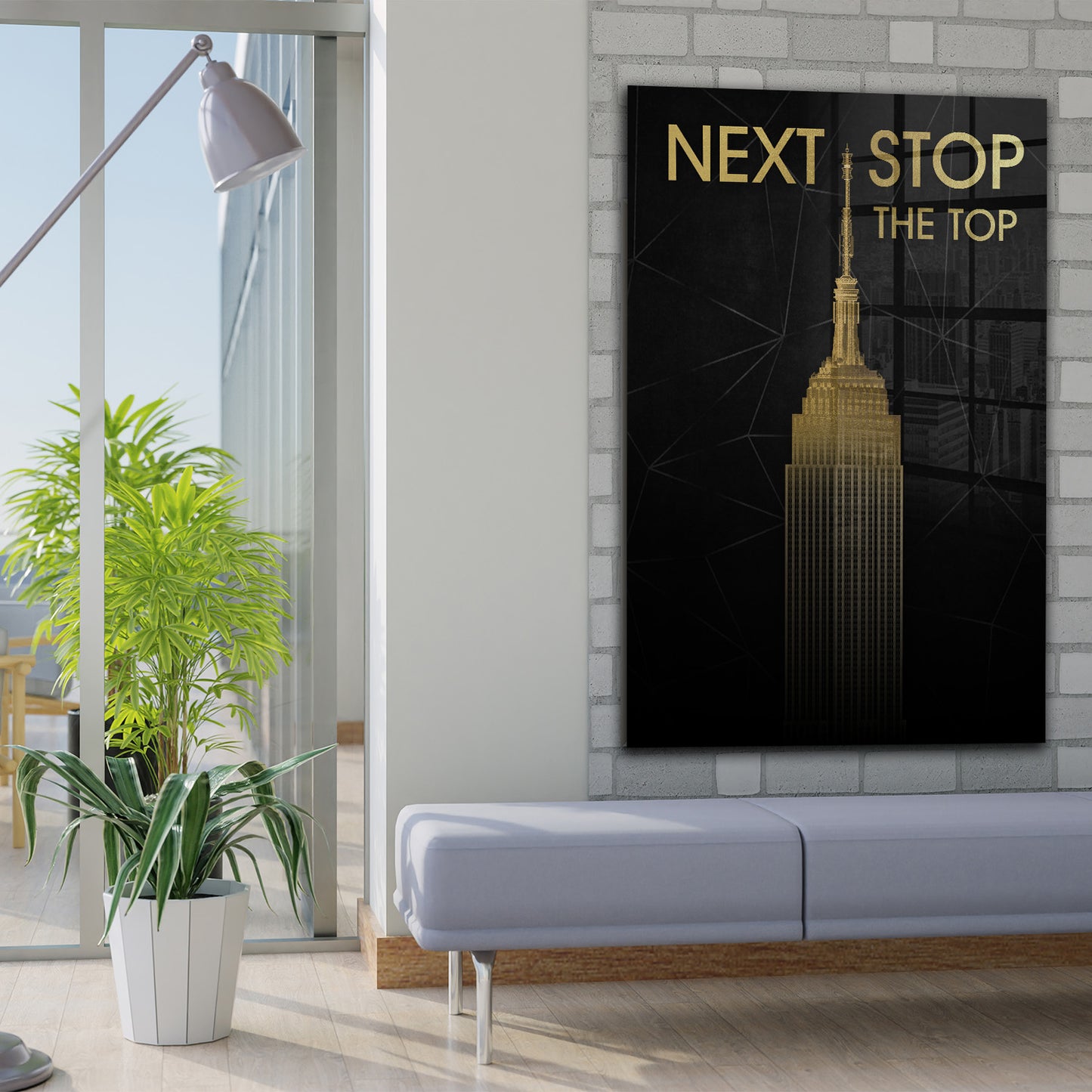 Wandbild Kunstwerk Next Stop The Top, Motivation Lifestyle