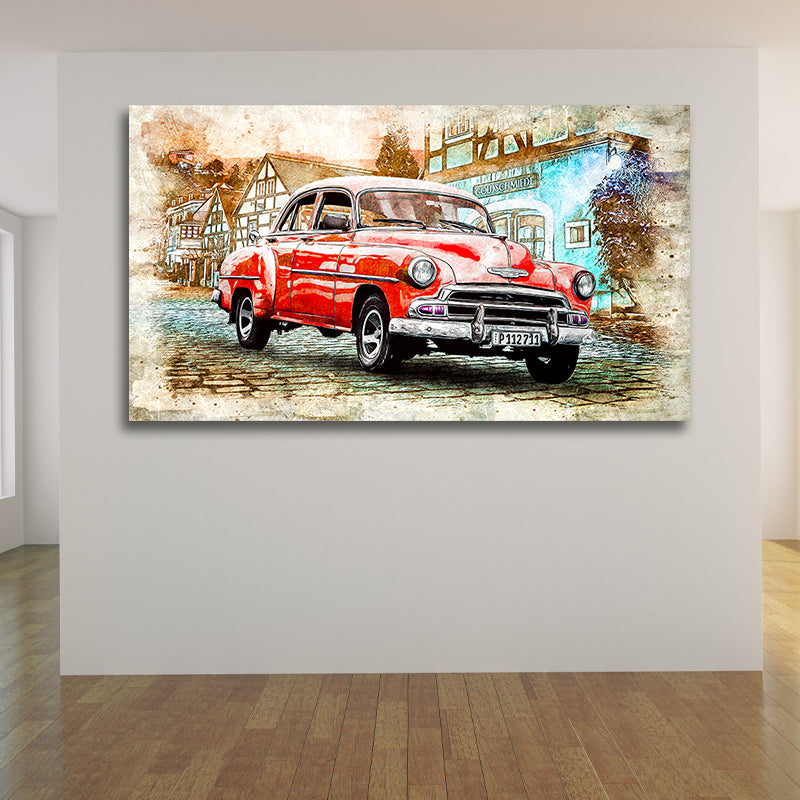 Wandbild Kunstwerk Chevrolet Classic Red Style Oldtimer