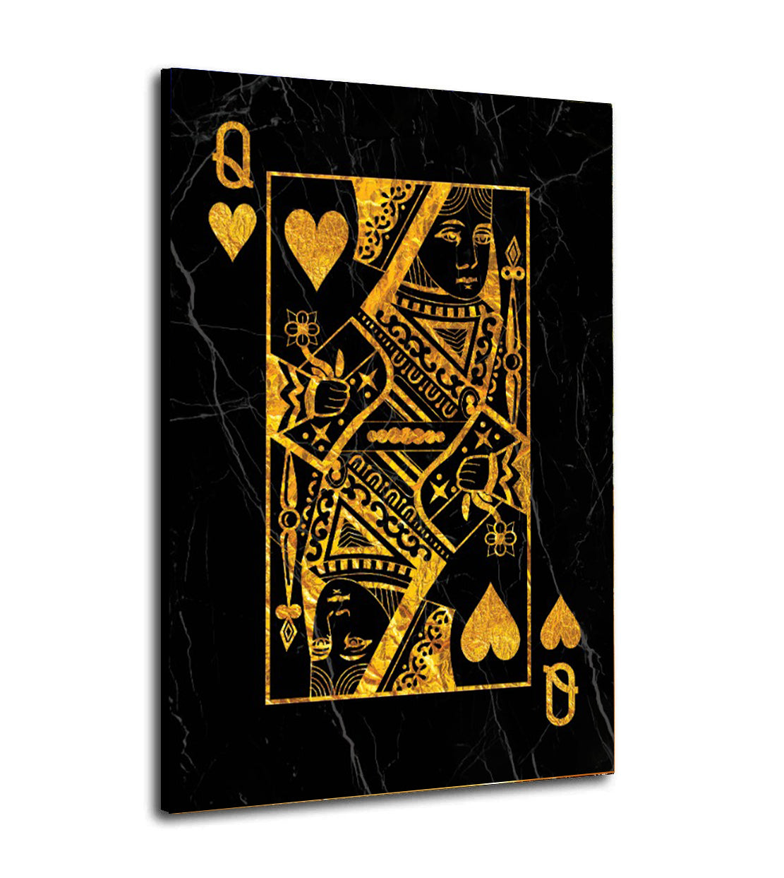 Wandbild Kunstwerk Poker Spielkarte Dame Gold Edition, Pop Art