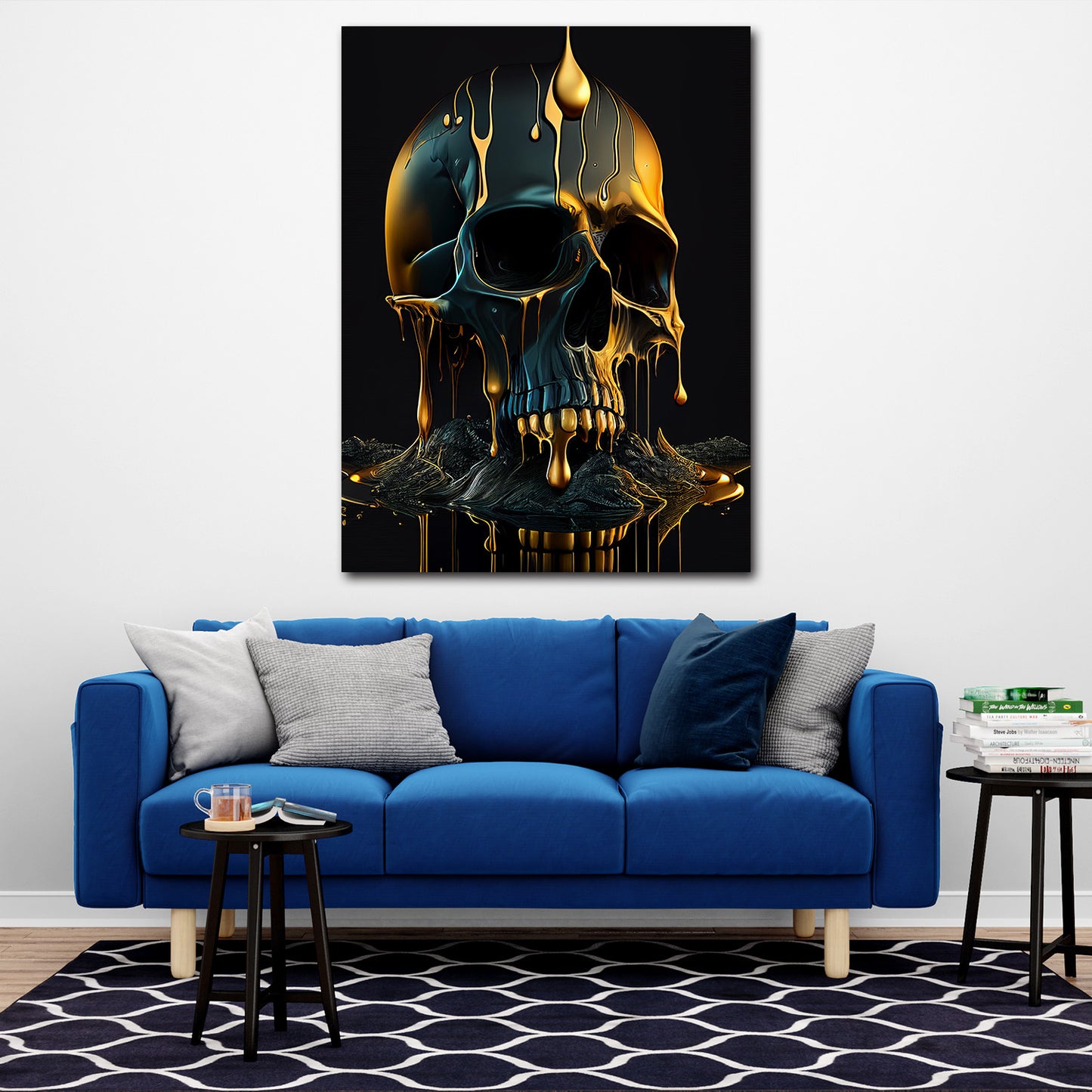 Wandbild Kunstwerk Skull Gold Abstract