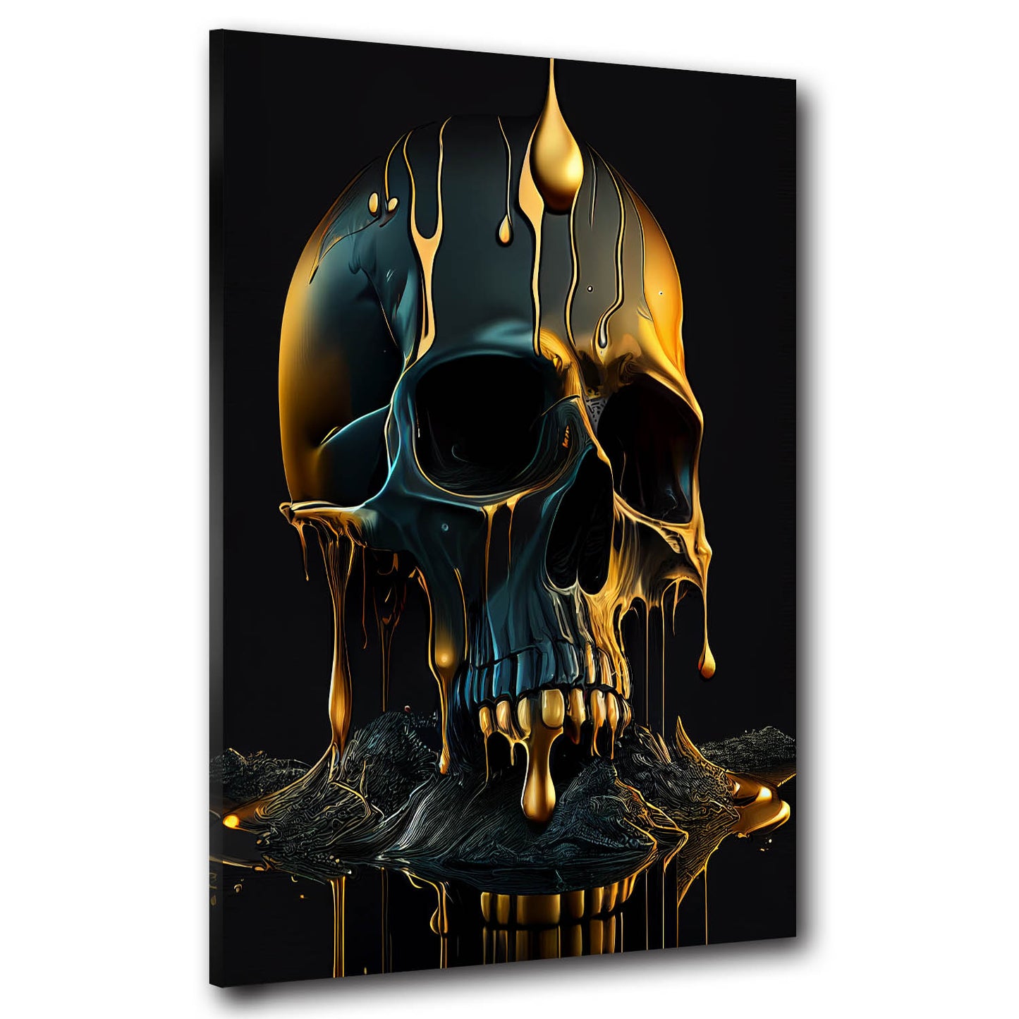 Wandbild Kunstwerk Skull Gold Abstract