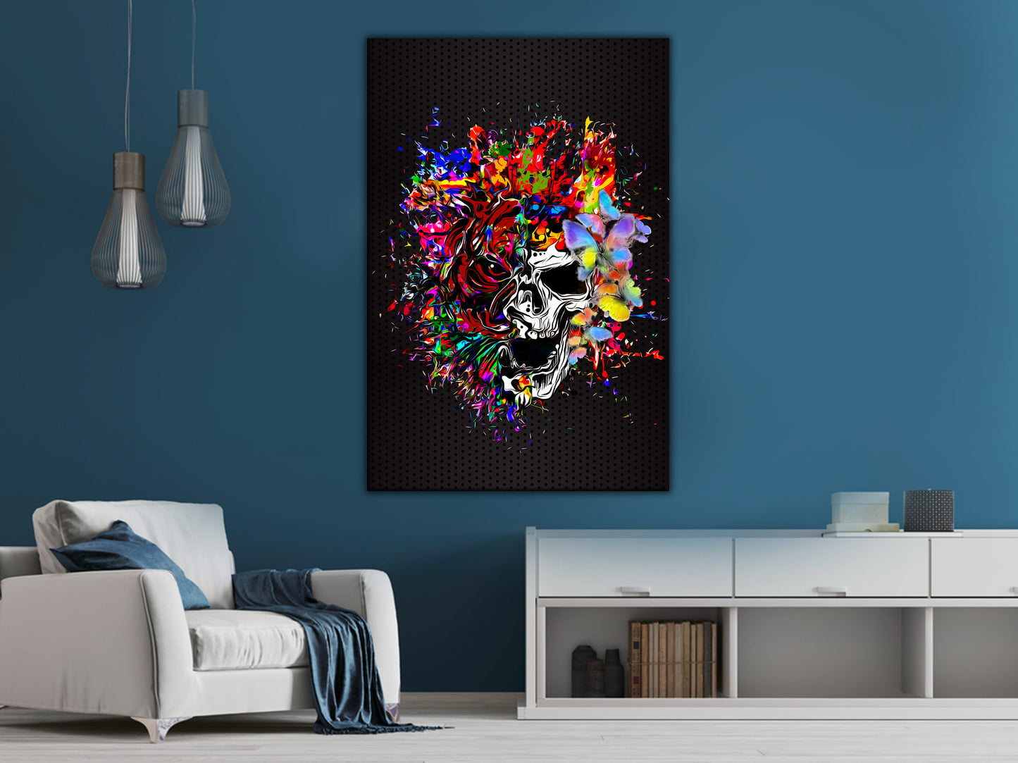 Wandbild Kunstwerk Skull Style Abstract