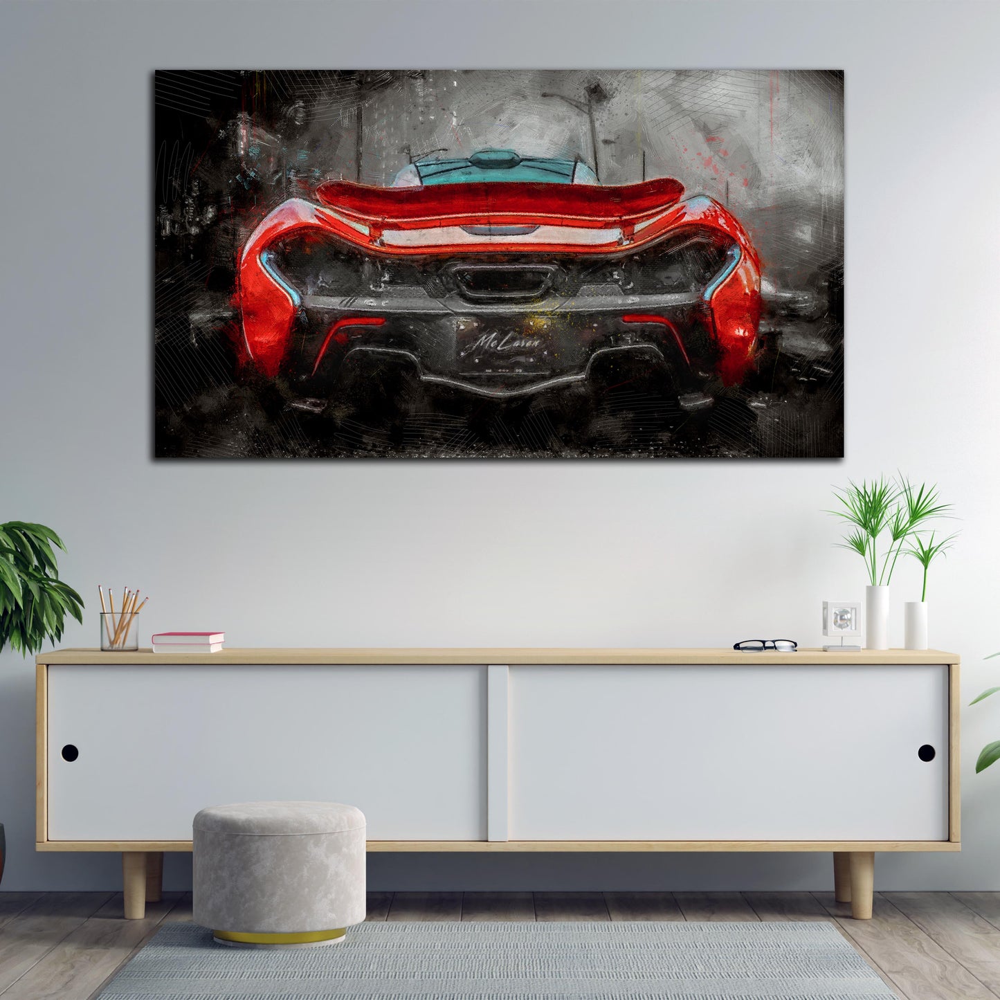 Wandbild Kunstwerk Auto Sportwagen Motivation Red Back Style