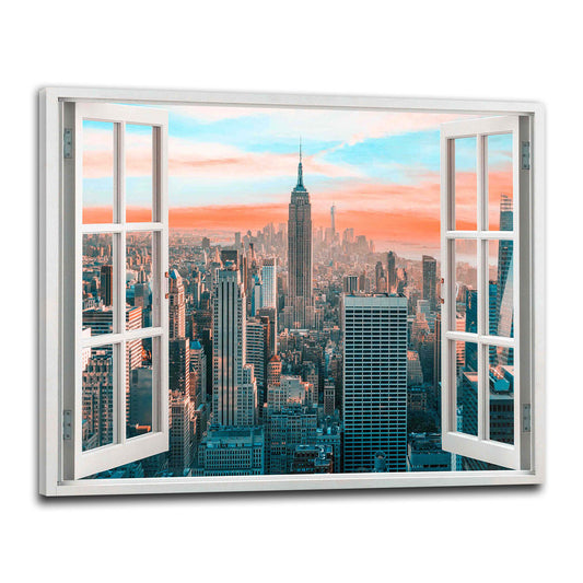 Wandbild Kunstwerk Stadt New York City Fenster, USA