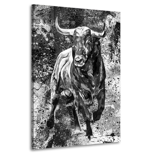 Wandbild Kunstwerk Stier schwarz weiß Pop Art