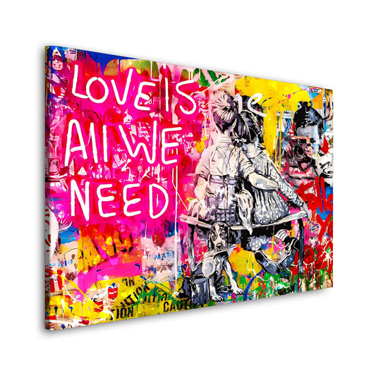 Wandbild Kunstwerk Street Art Style All We Need Is Love, Pop Art