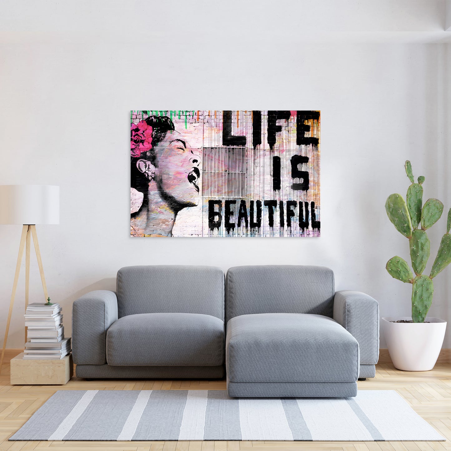 Wandbild Kunstwerk Street Art Life Is Beautiful