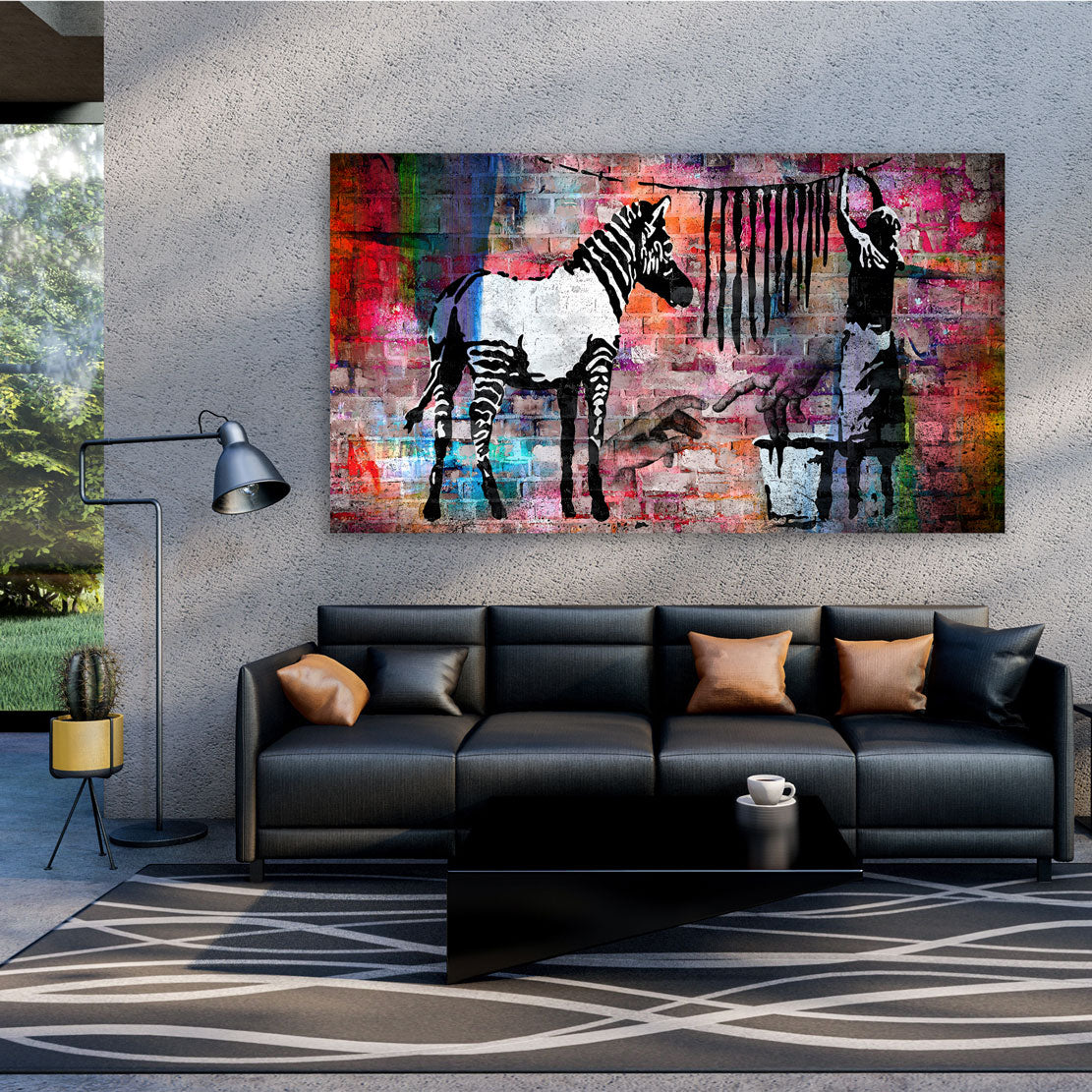 Wandbild Kunstwerk Street Art Zebra Colour Edition