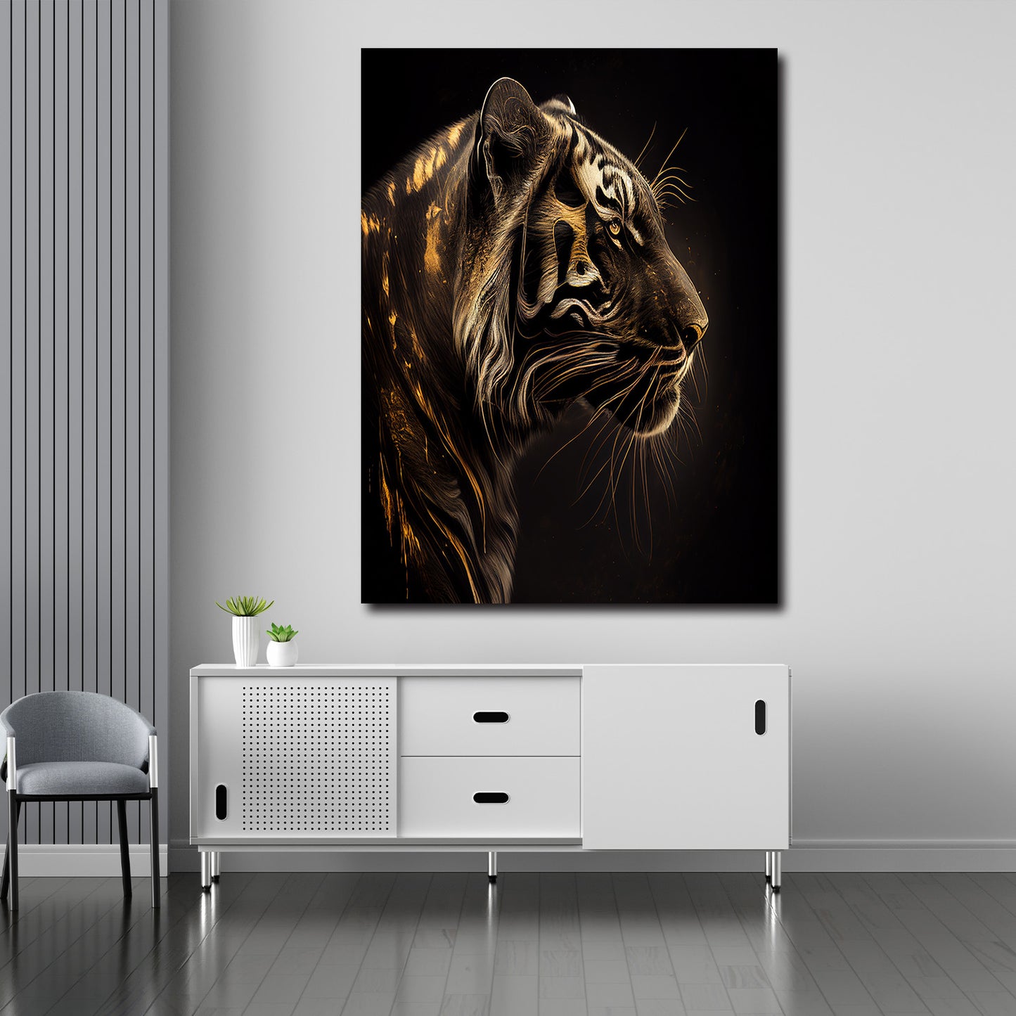 Wandbild Kunstwerk Tiger Gold Abstract