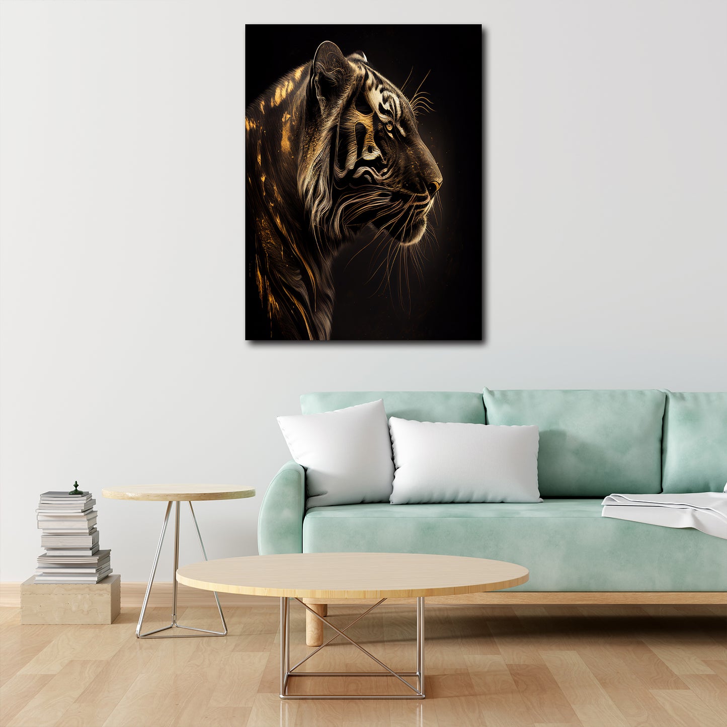 Wandbild Kunstwerk Tiger Gold Abstract