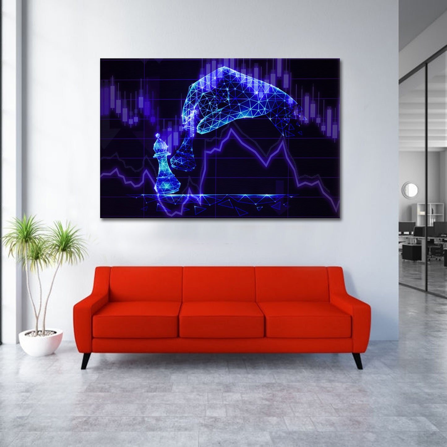 Wandbild Kunstwerk Trading Blue Style Börse, Büro