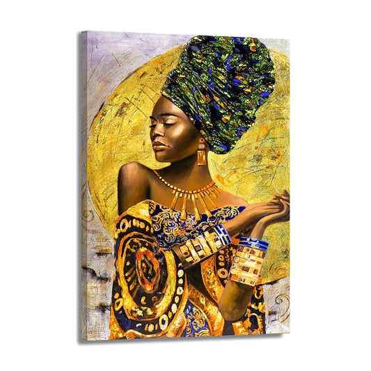 Wandbild Kunstwerk afrikanische Frau African Style Gold Edition