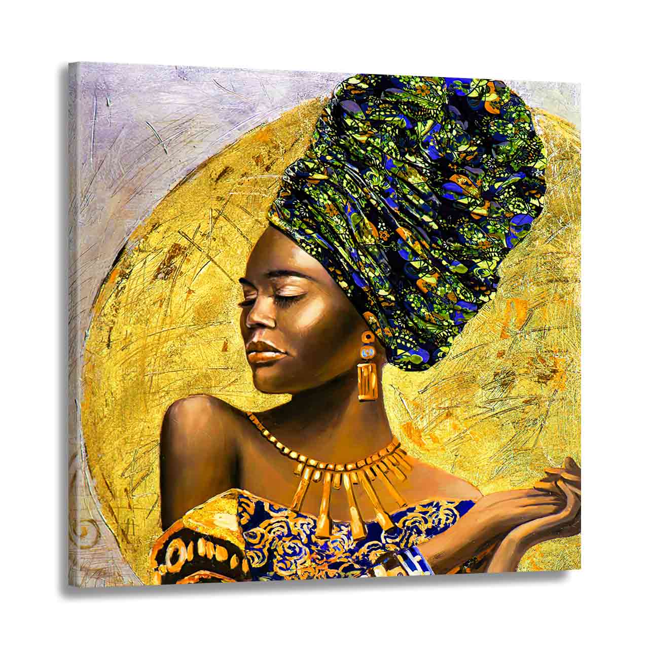 Wandbild Kunstwerk afrikanische Frau Gold Style