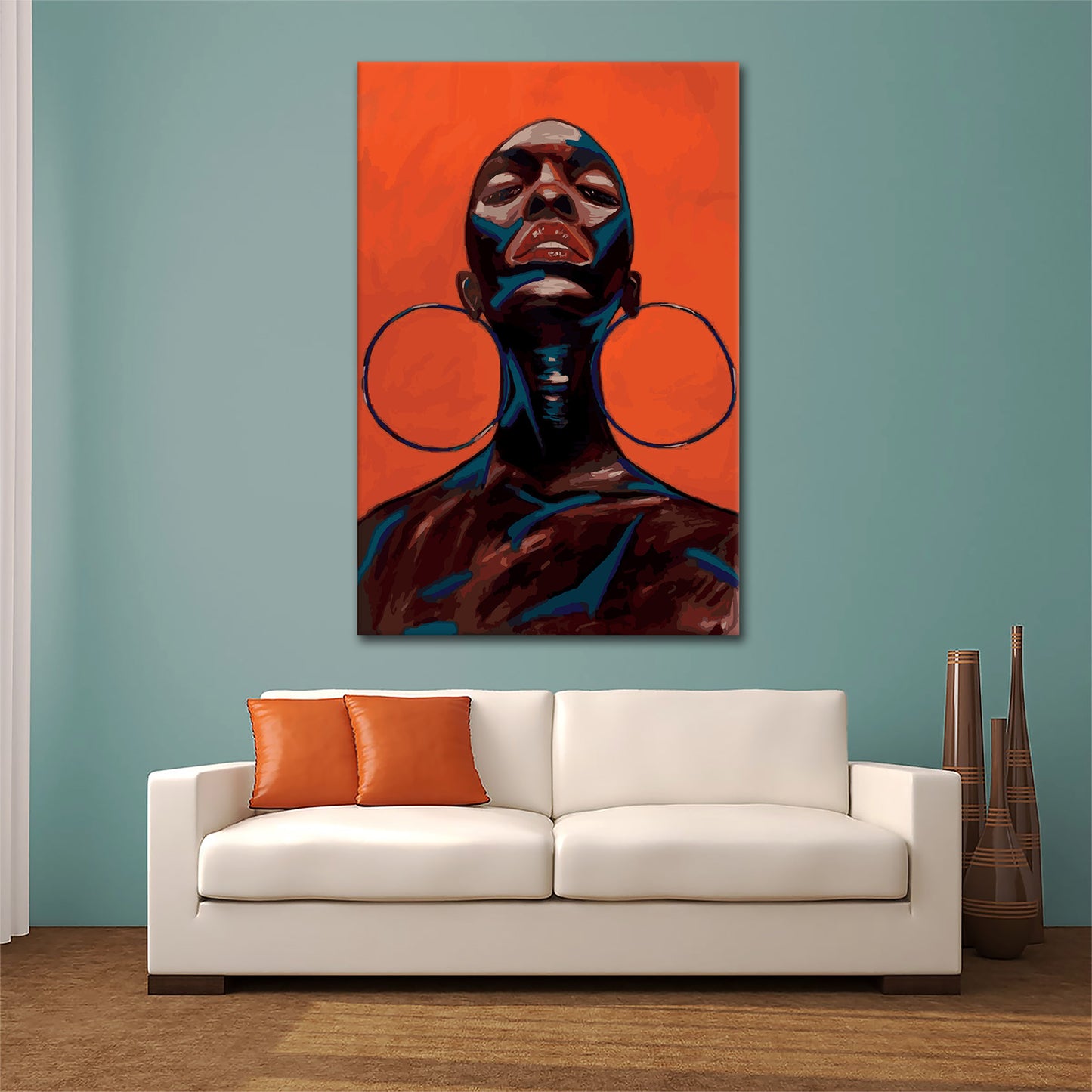 Wandbild Kunstwerk afrikanische Frau Orange Colour Abstrakt