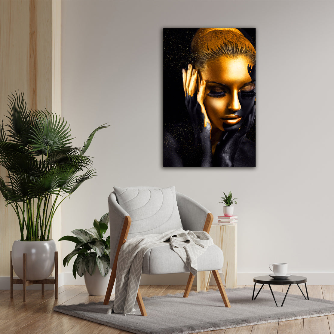 Wandbild Kunstwerk afroamerikanische Frau Gold Style