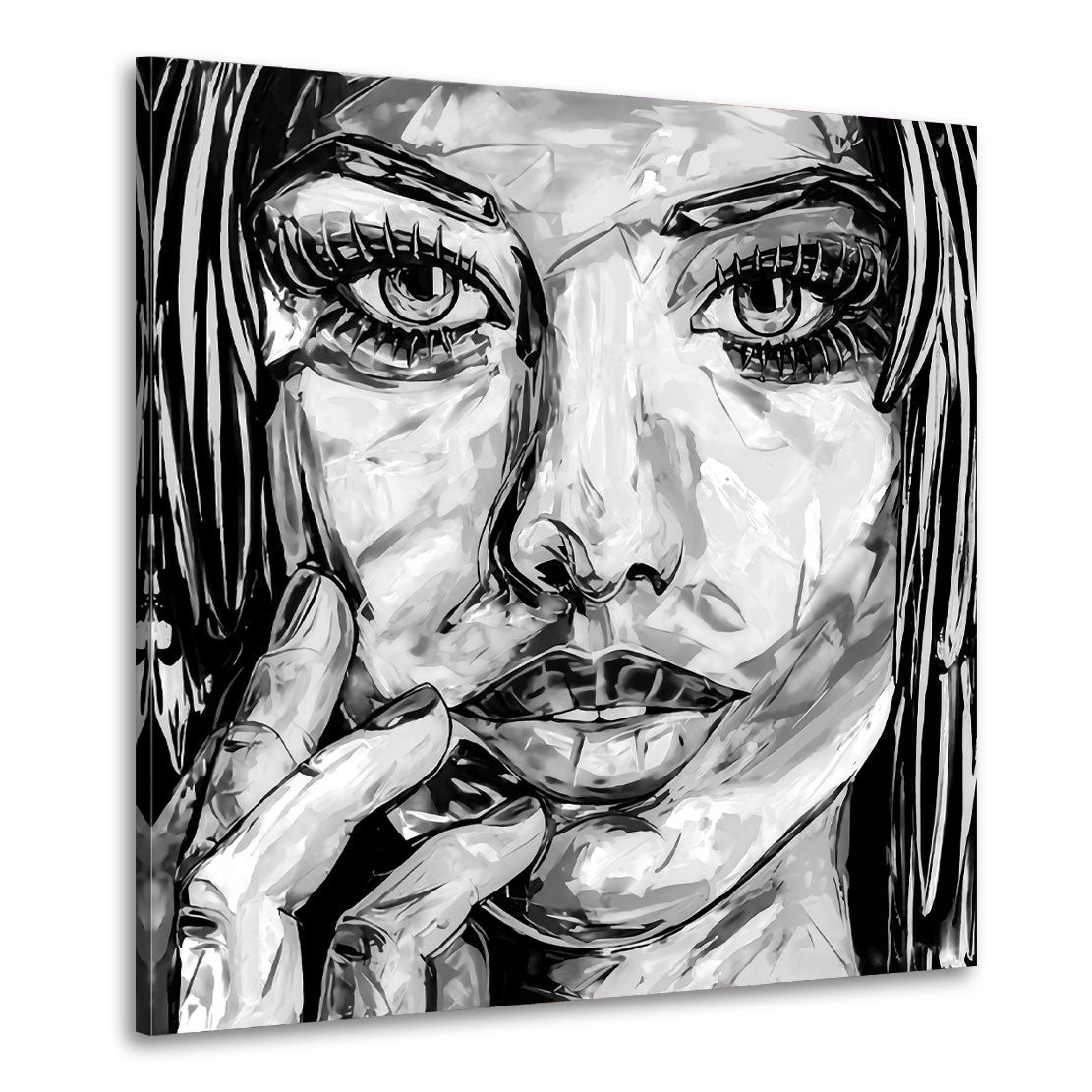 Wandbild Kunstwerk Frau Beautiful Face Pop Art schwarz weiß