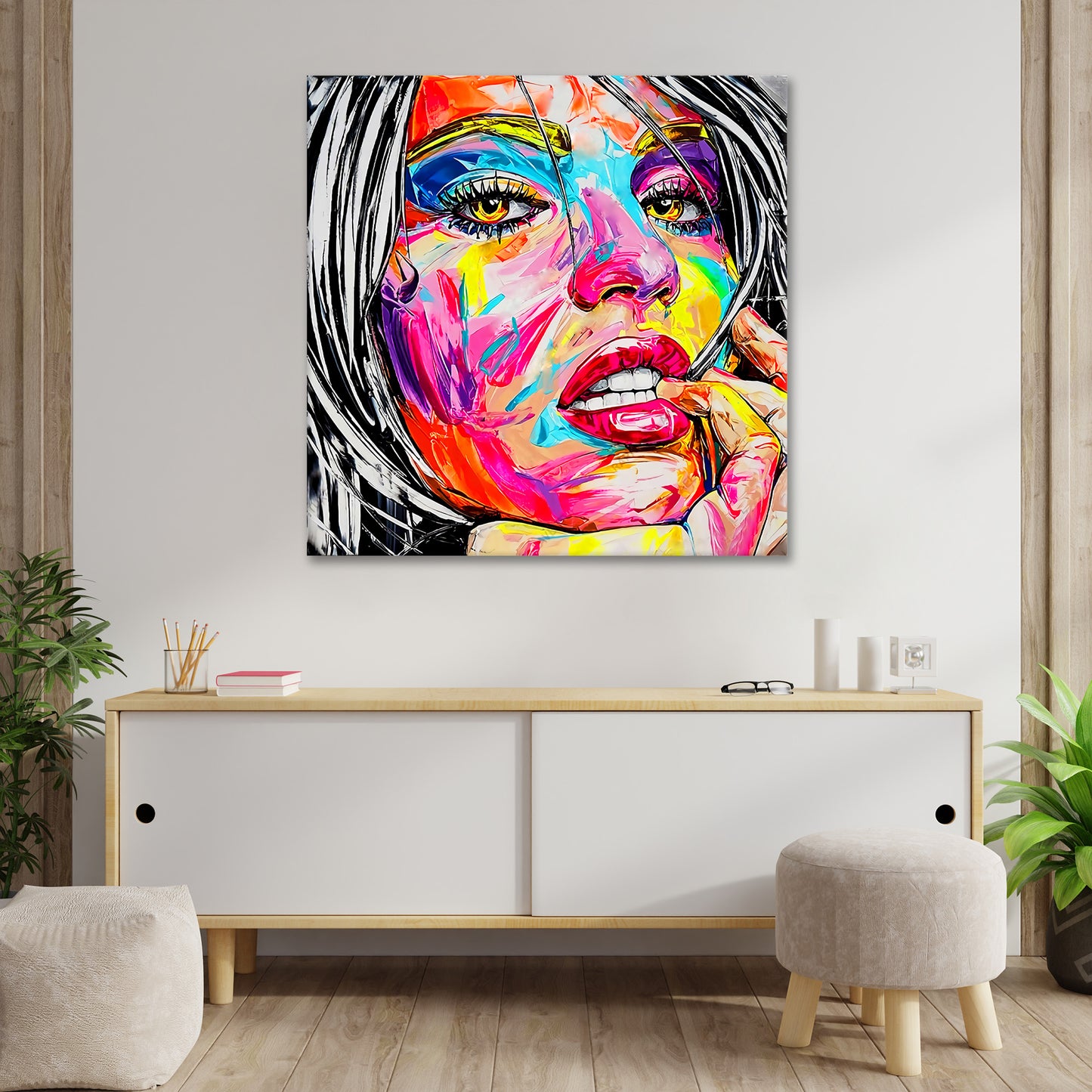 Wandbild Kunstwerk Lippen Frau Pop Art Colour