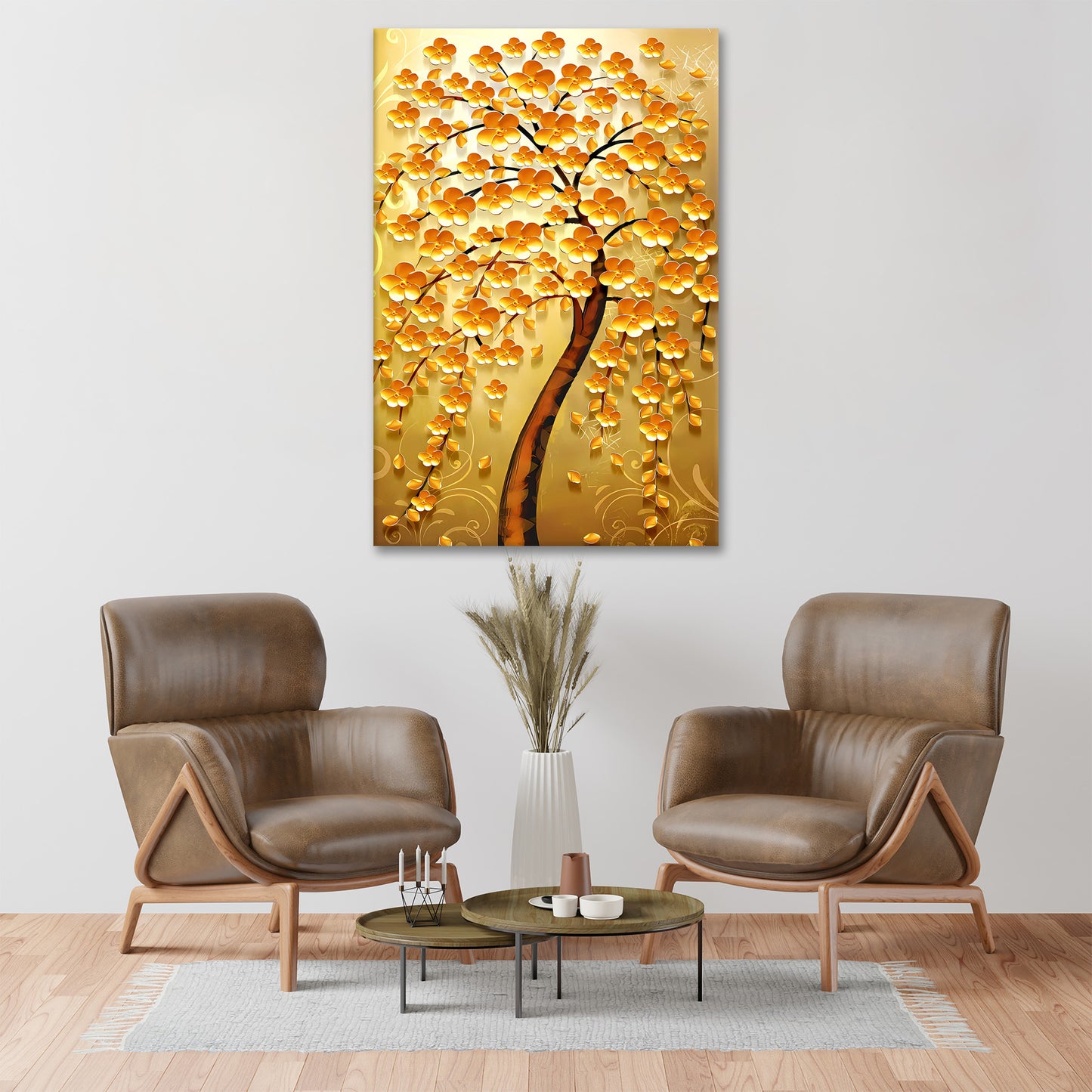 Wandbild Kunstwerk goldener Baum , Golden Tree Abstrakt, Natur